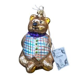 Vintage Kurt S Adler Polonaise Honey Bear Glass Christmas Ornament With Tag